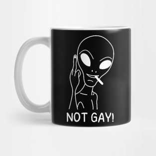 not gay - alien giving middle finger Mug